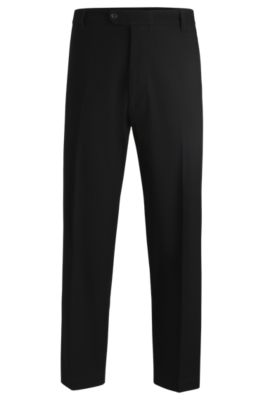 BOSS - Straight-fit trousers in stretch-cotton dobby - Black