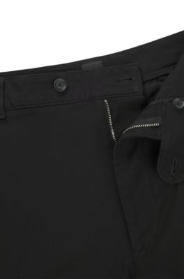 Straight-fit trousers in stretch-cotton dobby, Black