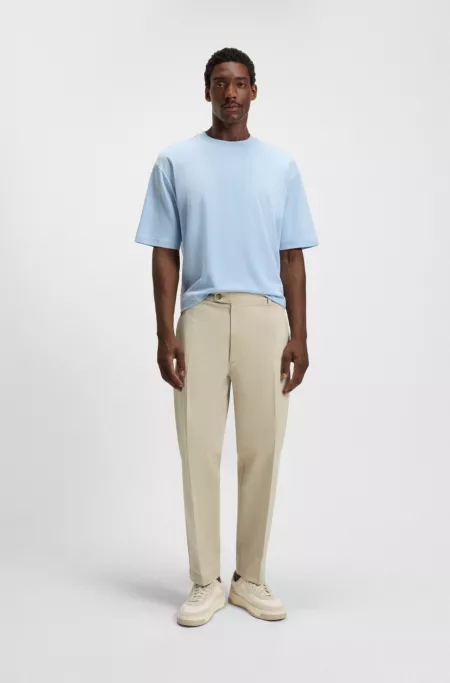 Straight-fit trousers in stretch-cotton dobby