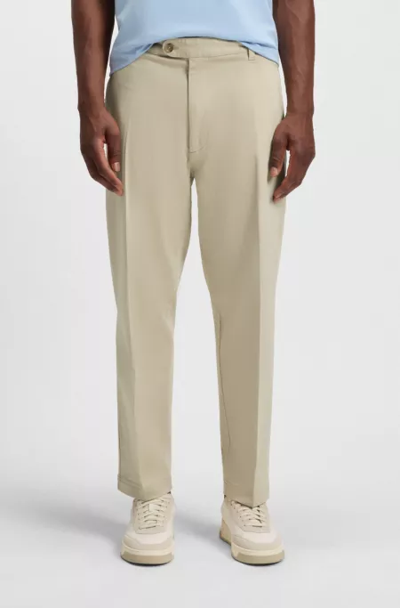 Straight-fit trousers in stretch-cotton dobby
