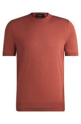 Regular-fit knit T-shirt in silk and cotton