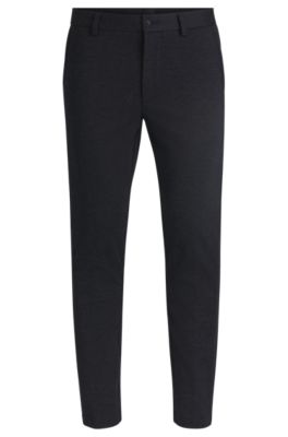 Pantalones slim fit de punto el&aacute;stico con acabado jaspeado, Azul oscuro