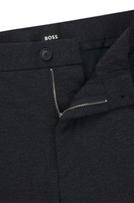 Pantalones slim fit de punto el&aacute;stico con acabado jaspeado, Azul oscuro