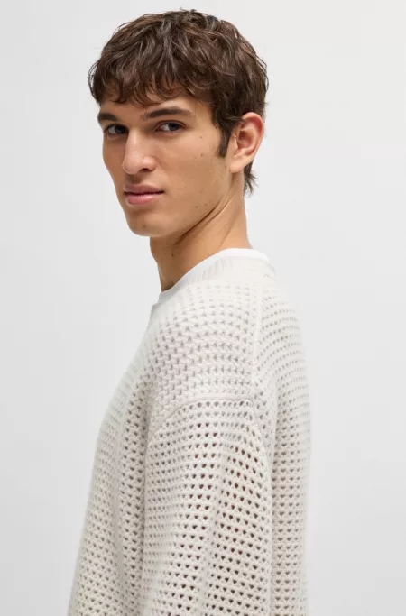 Relaxed-fit sweater in structured wool and cashmere
