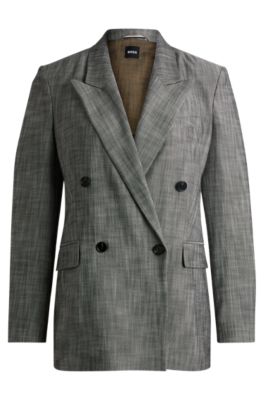 Regular-fit double-breasted blazer, Grey