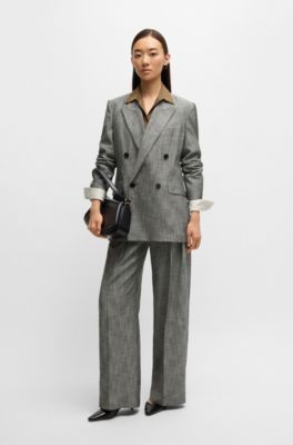 Regular-fit double-breasted blazer, Grey