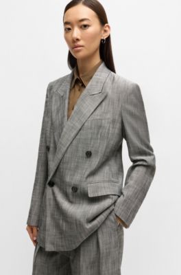 Regular-fit double-breasted blazer, Grey