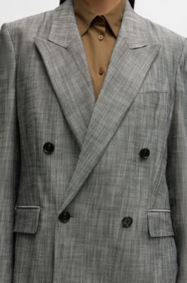 Regular-fit double-breasted blazer, Grey