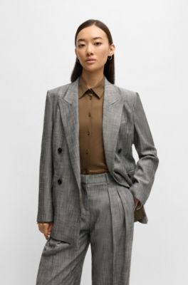 Regular-fit double-breasted blazer, Grey