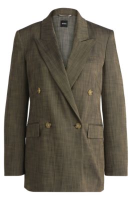 Regular-fit double-breasted blazer, Brown