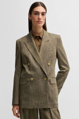 Regular-fit double-breasted blazer, Brown