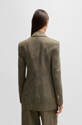 Regular-fit double-breasted blazer, Brown