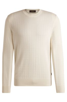 Jersey regular fit de seda con estructura de punto, Blanco