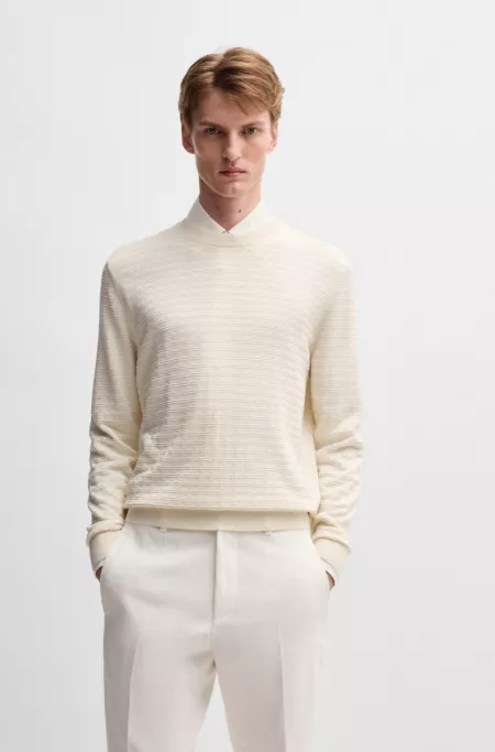 Silk sweater with knitted structure in regular fit