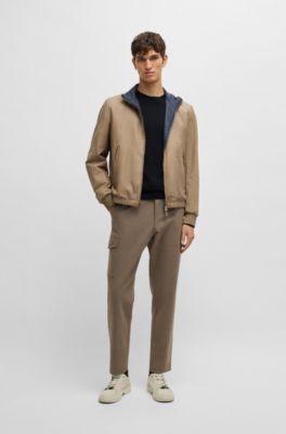 Jersey regular fit de seda con estructura de punto, Azul oscuro