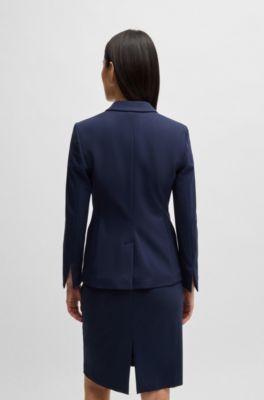 Blazer slim fit con bolsillos con cremallera, Azul oscuro