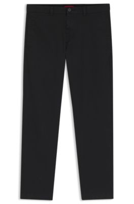 Slim-fit trousers in stretch-cotton gabardine, Black