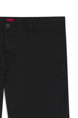 Slim-fit trousers in stretch-cotton gabardine, Black