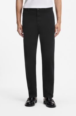 Slim-fit trousers in stretch-cotton gabardine, Black