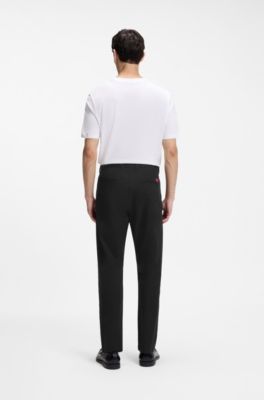 Slim-fit trousers in stretch-cotton gabardine, Black