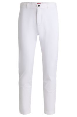 Slim-fit trousers in stretch-cotton gabardine, White