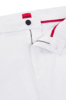 Slim-fit trousers in stretch-cotton gabardine, White