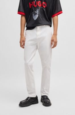 Slim-fit trousers in stretch-cotton gabardine, White