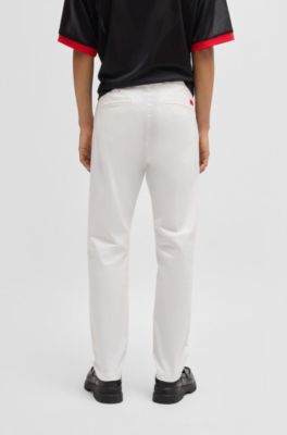 Slim-fit trousers in stretch-cotton gabardine, White