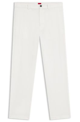 Slim-fit trousers in stretch-cotton gabardine, White