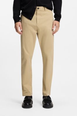 Pantalones slim fit en tejido de gabardina de algod&oacute;n el&aacute;stico, Beige