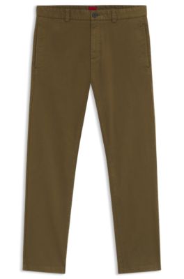 Slim-fit trousers in stretch-cotton gabardine, Light Green
