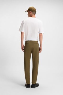 Slim-fit trousers in stretch-cotton gabardine, Light Green