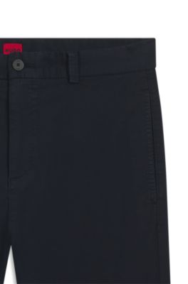 Pantalon Slim Fit en gabardine de coton stretch, Bleu fonc&eacute;