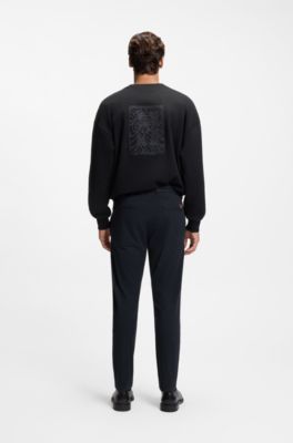 Slim-fit trousers in stretch-cotton gabardine, Dark Blue