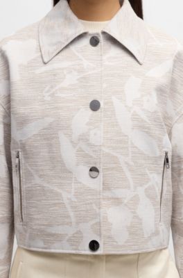 Relaxed-fit blazer with floral structure, Beige