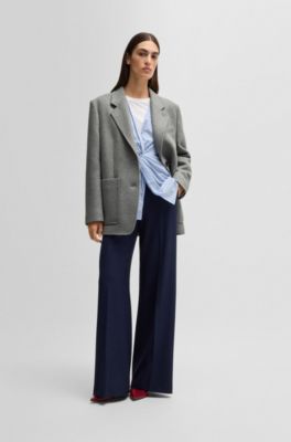 Blazer oversize fit en mezcla de lana jaspeada, Plata