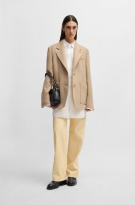 Blazer oversize fit en mezcla de lana jaspeada, Beige