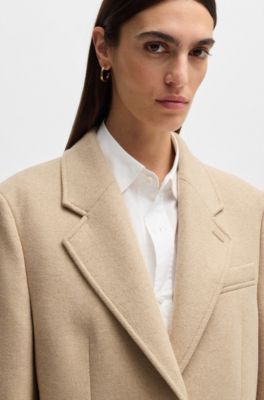 Blazer oversize fit en mezcla de lana jaspeada, Beige