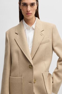 Blazer oversize fit en mezcla de lana jaspeada, Beige