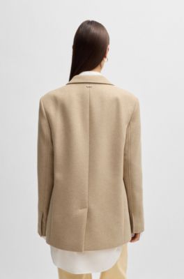 Blazer oversize fit en mezcla de lana jaspeada, Beige