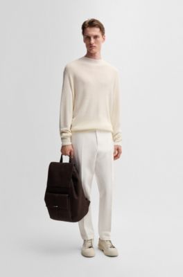 Regular-fit sweater in linen and cashmere, White