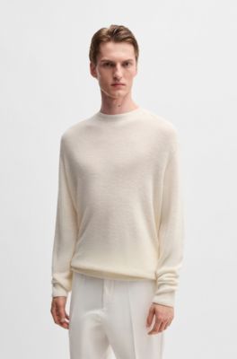 Regular-fit sweater in linen and cashmere, White