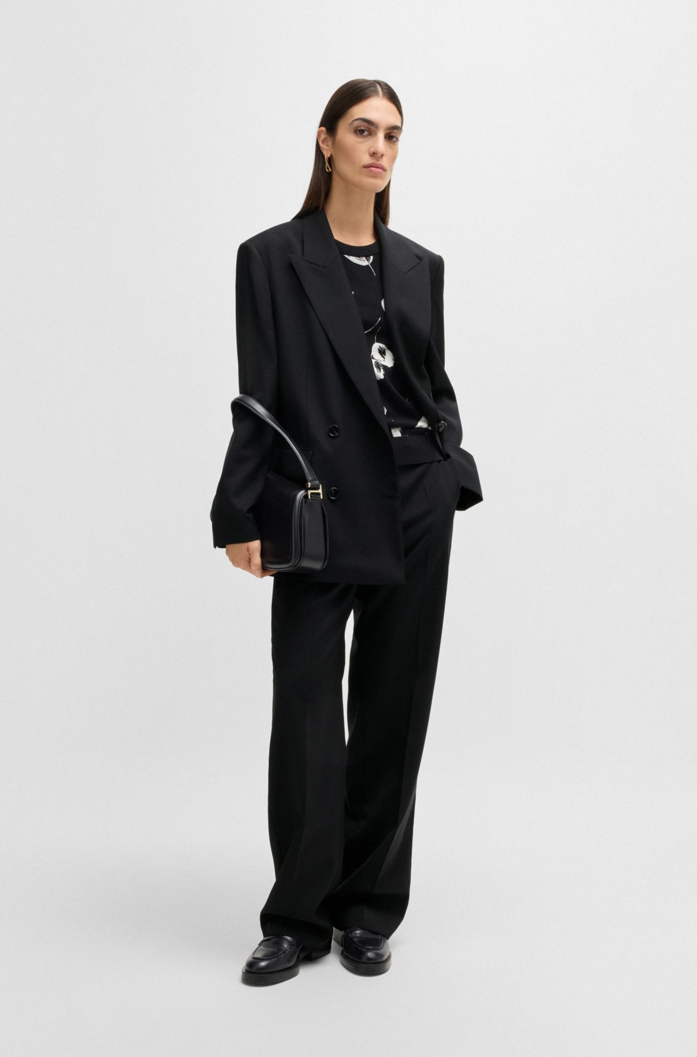 BOSS - Straight-leg trousers in wool - Black