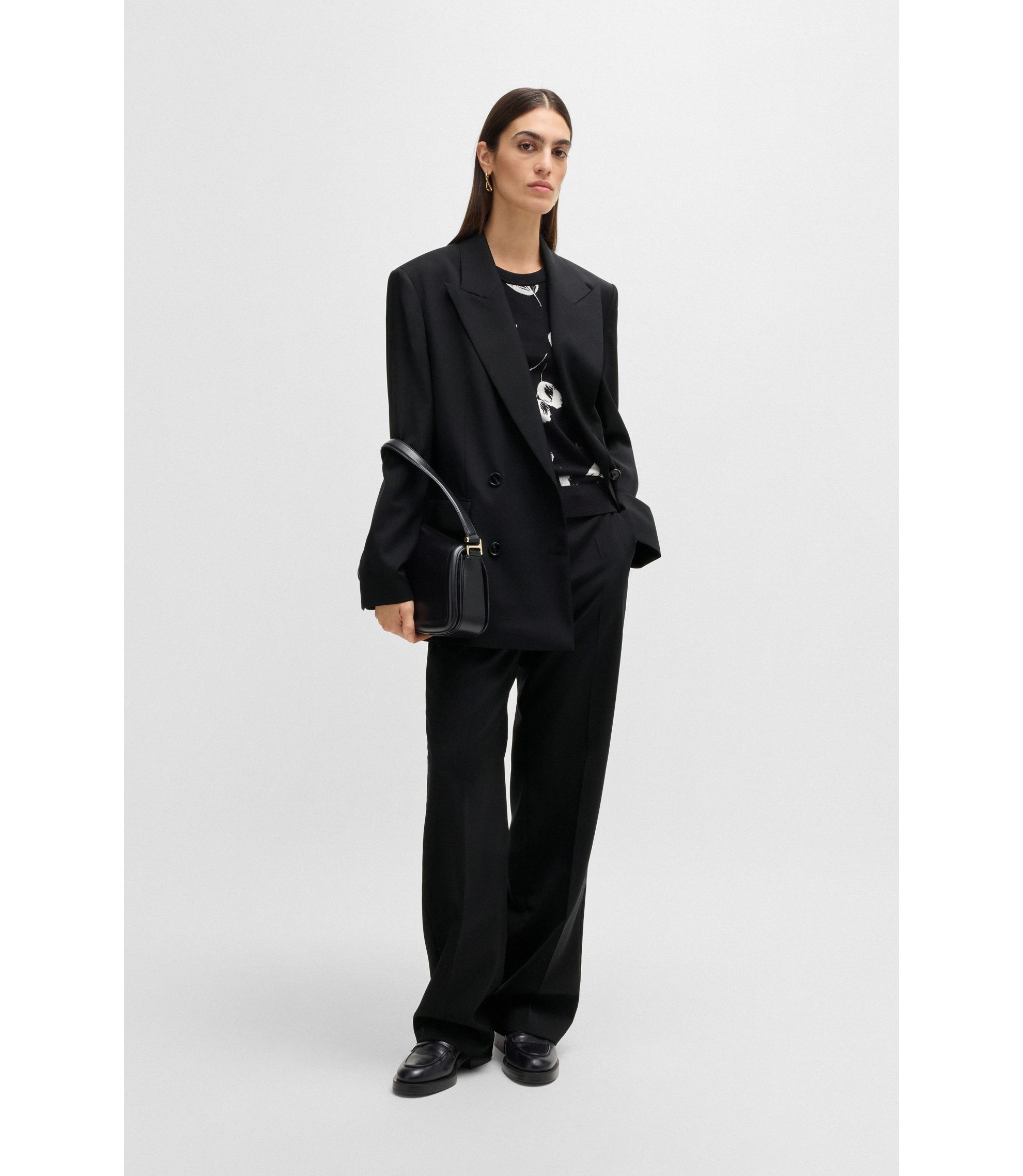 BOSS - Straight-leg trousers in wool - Black