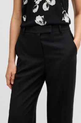 Straight-leg trousers in wool, Black