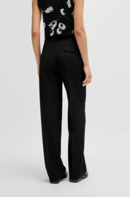 Straight-leg trousers in wool, Black