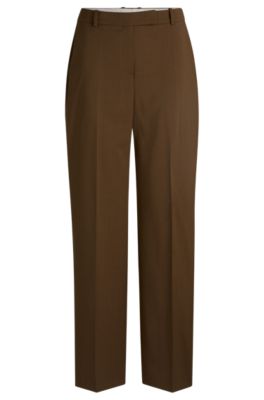 Straight-leg trousers in wool, Light Brown