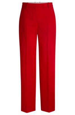 Hugo Boss Straight-leg Trousers In Wool In Red