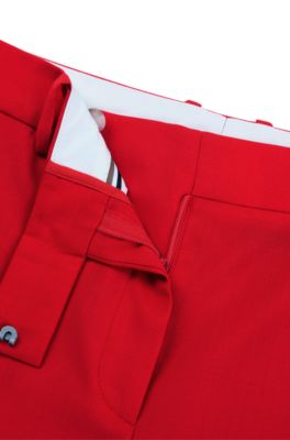 Straight-leg trousers in wool, Red