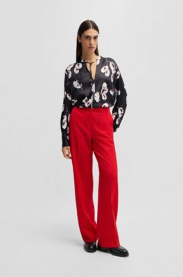 Straight-leg trousers in wool, Red